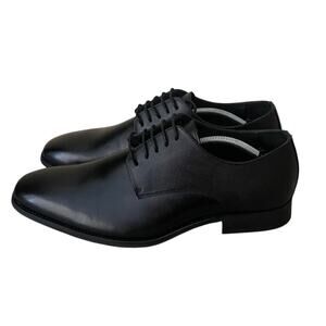 New Nordstrom Comfort Mens Size 12 Plain Toe Black Leather Derby Dress Shoes